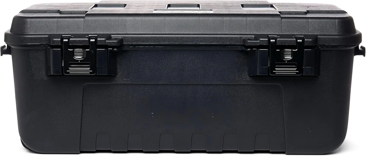 Plano Sportsman Trunk with Wheels, Black, 108-Quart, Lockable Storage Box, Rolling Sportsman Trunk, Hunting Gear and Ammunition Bin, Heavy-Duty Containers for Camping, Large