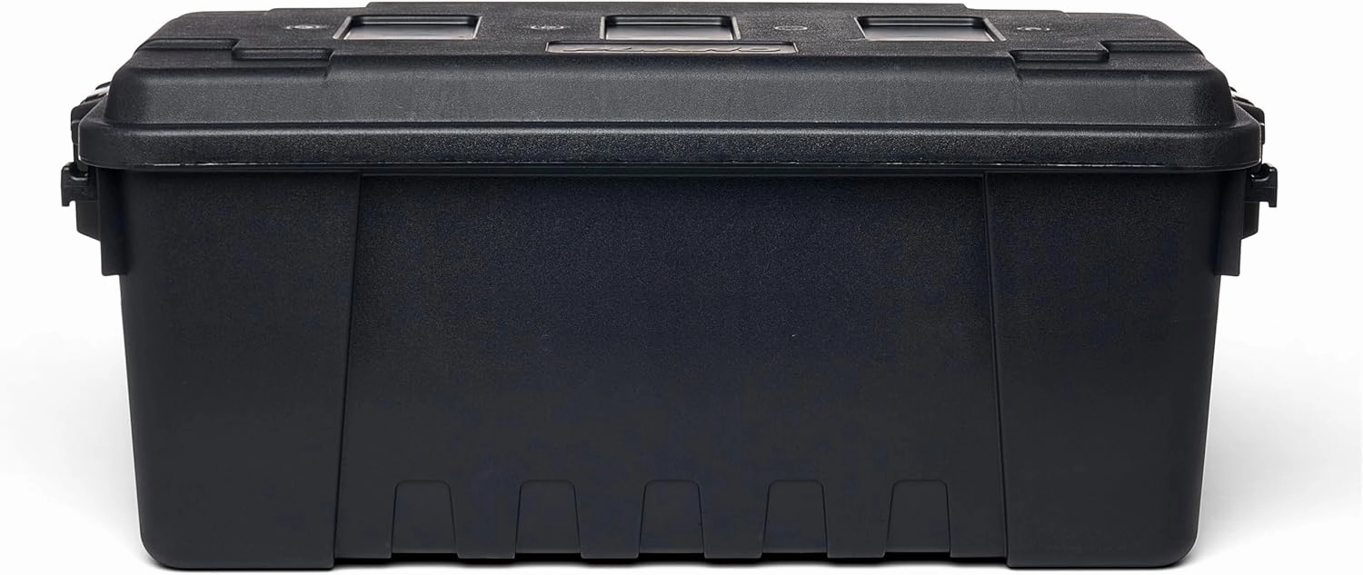 Plano Storage Trunk, Black, Medium, Lockable Storage Box, Airline Approved Sportsman Trunk, Hunting Gear and Ammunition Bin, Heavy-Duty Containers for Camping, 68-Quart