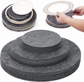 Plate Separators Storage, Set Of 60 And 3 Different Size, Thick and Premium Soft Felt Plate Dividers For China, Dish, Coffee Saucers Protecting and Stacking - Grey