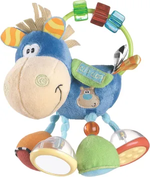 Playgro Soft Baby Toys 3-6-12 Months Developmental, 3  Months Rattles Teething Toys for Babies, Newborn & Infant Sensory Non-Toxic Plush Baby Rattle Clip Clop Activity Gift (Blue Clip Clop)