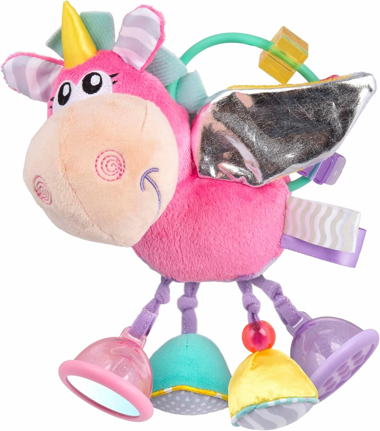 Playgro Unicorn Soft Baby Toys 3-6-12 Months Developmental, 3  Months Rattles Teething Toys for Babies, Newborn & Infant Sensory Non-Toxic Plush Baby Rattle for Boy Girl Clip Clop Activity Gift