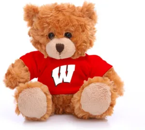 Plushland Collegiate Jersey Bear 6” – Team Sports Vivid Clear Color Toy, Stuffed Animals Toy, State University, School Logo Kids, Bulk Parties Edition (Wisconsin Univ)