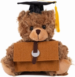 Plushland Graduation Gifts for Kids Class of 2025 Mini Graduation Teddy Bear Orange Gift Cards Holder Stuffed Animal Plush Toys with Graduation Cap for Graduates Party 6 Inches