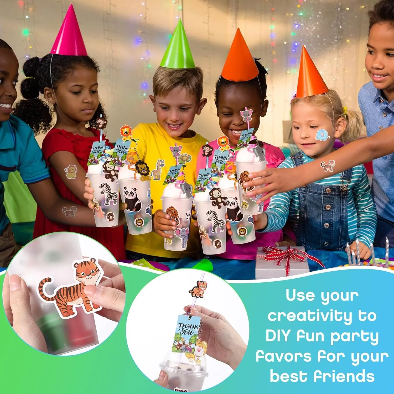 Poen 212 Pcs Jungle Safari Party Favors Set for Kids Wild Animals Theme Party Favors Birthday Gifts Goodie Bag Fillers for Jungle Safari Theme Supplies Baby Shower Classroom Prizes