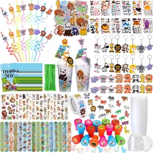 Poen 212 Pcs Jungle Safari Party Favors Set for Kids Wild Animals Theme Party Favors Birthday Gifts Goodie Bag Fillers for Jungle Safari Theme Supplies Baby Shower Classroom Prizes