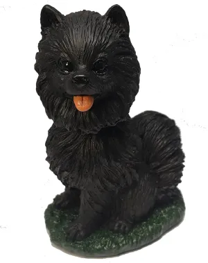 Pomeranian Dog Bobblehead Figure Statue for Car Dashboard Black