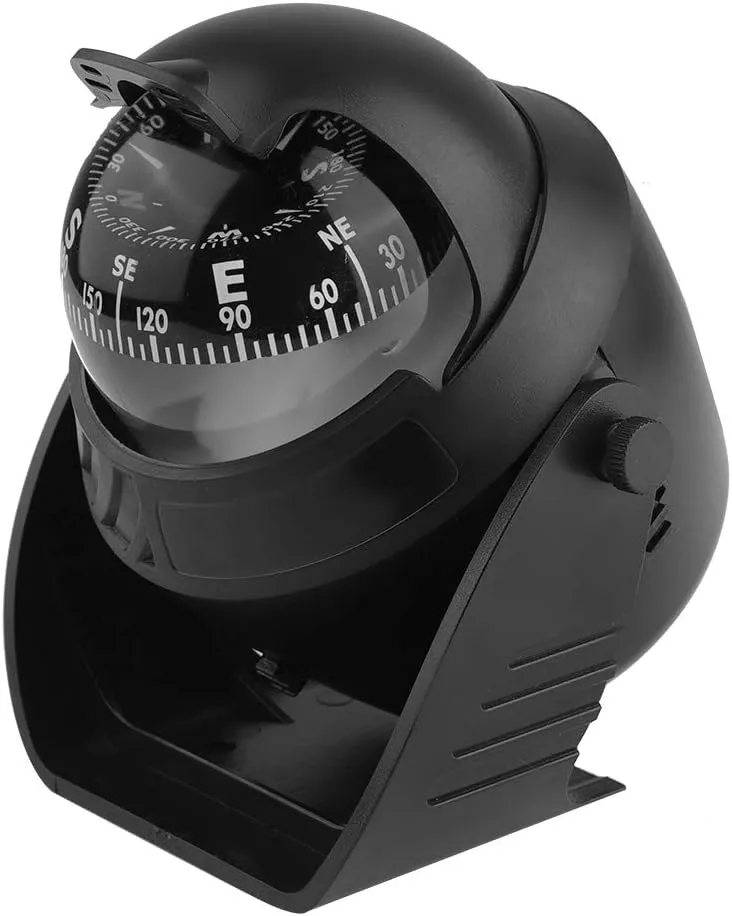 Portable Dash Mount Self Adhesive Compass Ball for Cars Boats and Trucks, Sturdy Plastic, Easy to Read Magnifier, Fast Response Magnet for Precise Navigation,