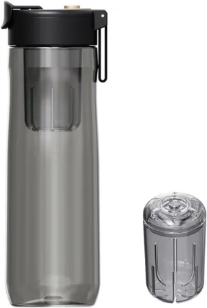 Portable Kettle Water Bottles Travel Insulated Water Bottles Magic Ball Magnetic Teacup Plastic Large Capacity Sports Water Cup Water Bottle (Color : Black, Size :800ML)