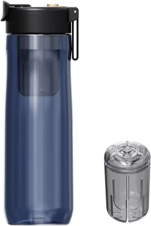 Portable Kettle Water Bottles Travel Insulated Water Bottles Magic Ball Magnetic Teacup T Plastic Large Capacity Sports Water Cup Water Bottle (Color : Blue, Size : 7.5 * 8.8 * 24CM(800ML)_2)