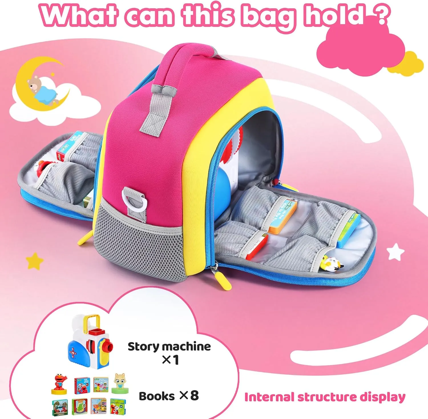 Portable Travel Organizer Carrying Case Compatible with Little Tikes Story Dream Machine Books Starter Set and Character (Red)