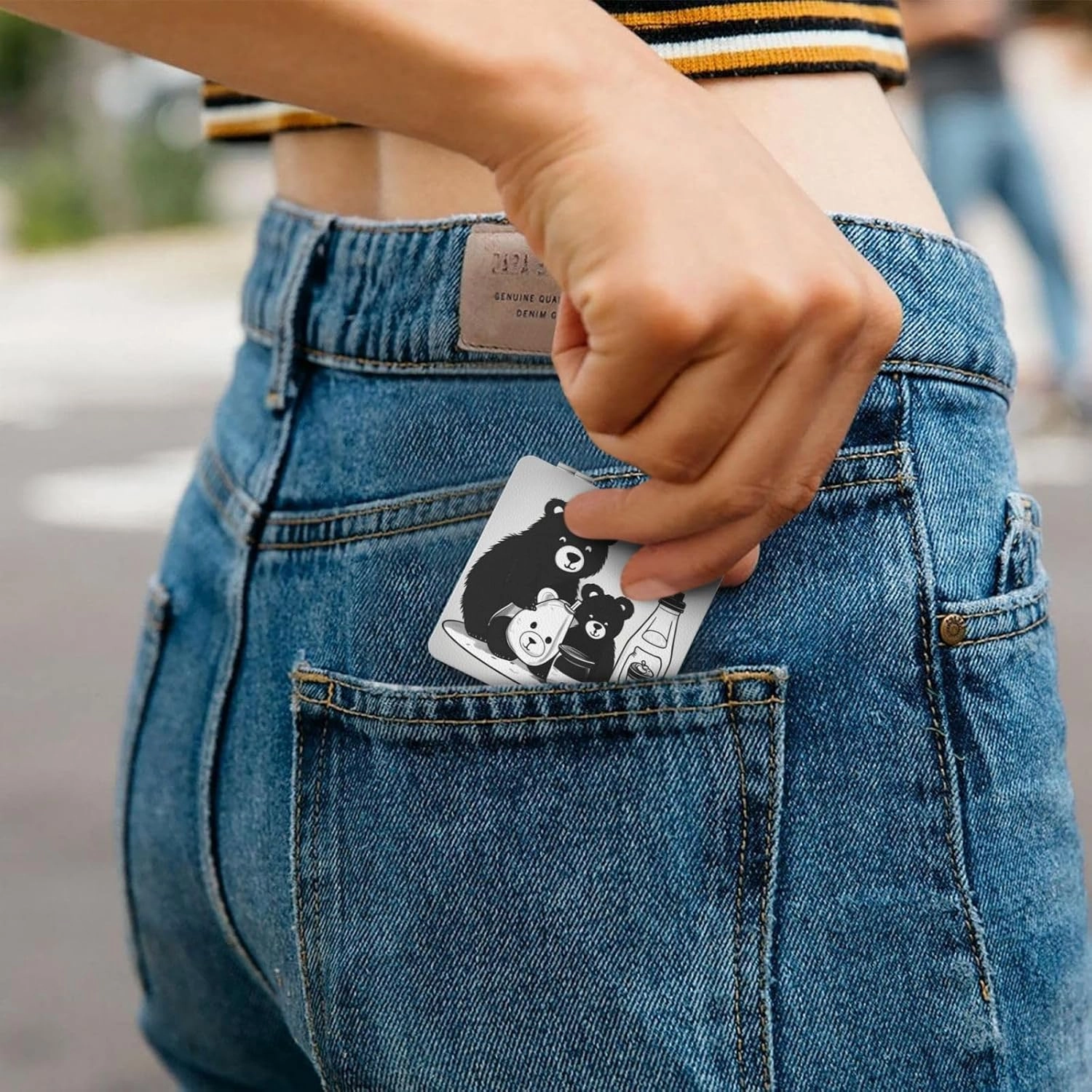 Portable Pocket Makeup Mirror Cute Milk Bottle Bear Travel Cosmetic Mirror Square Print Magnifying Compact Mirror for Eyelash