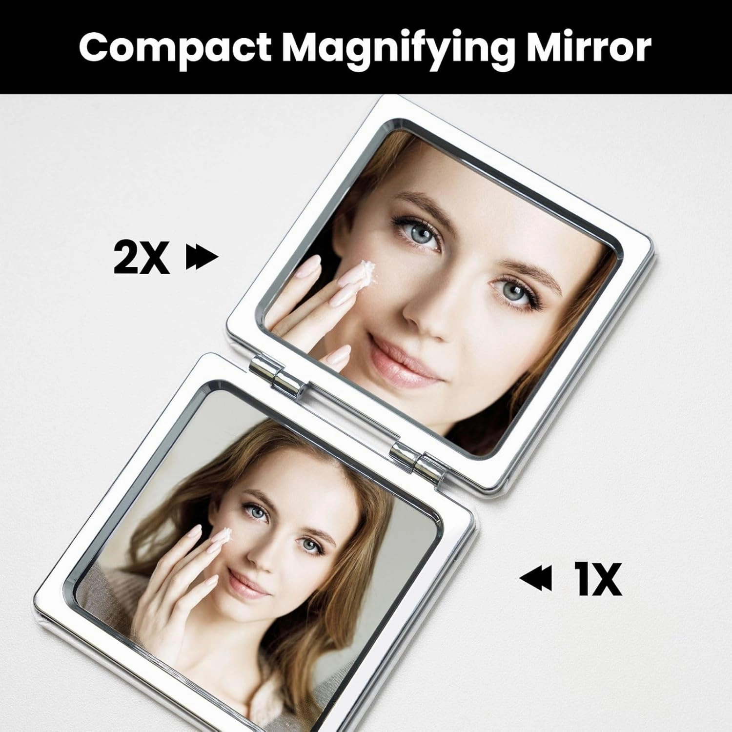 Portable Pocket Makeup Mirror Cute Milk Bottle Bear Travel Cosmetic Mirror Square Print Magnifying Compact Mirror for Eyelash