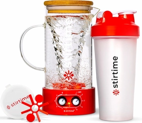 Portable Rechargeable Blender Magnetic Mixer for Protein Powder, Baby Formula, Aerates Wine, Kid Safe, No Sharp Blades, No Air Bubbles or Clumps, 20oz Travel Bottle 16oz Glass Pitcher, USA by Stirtime
