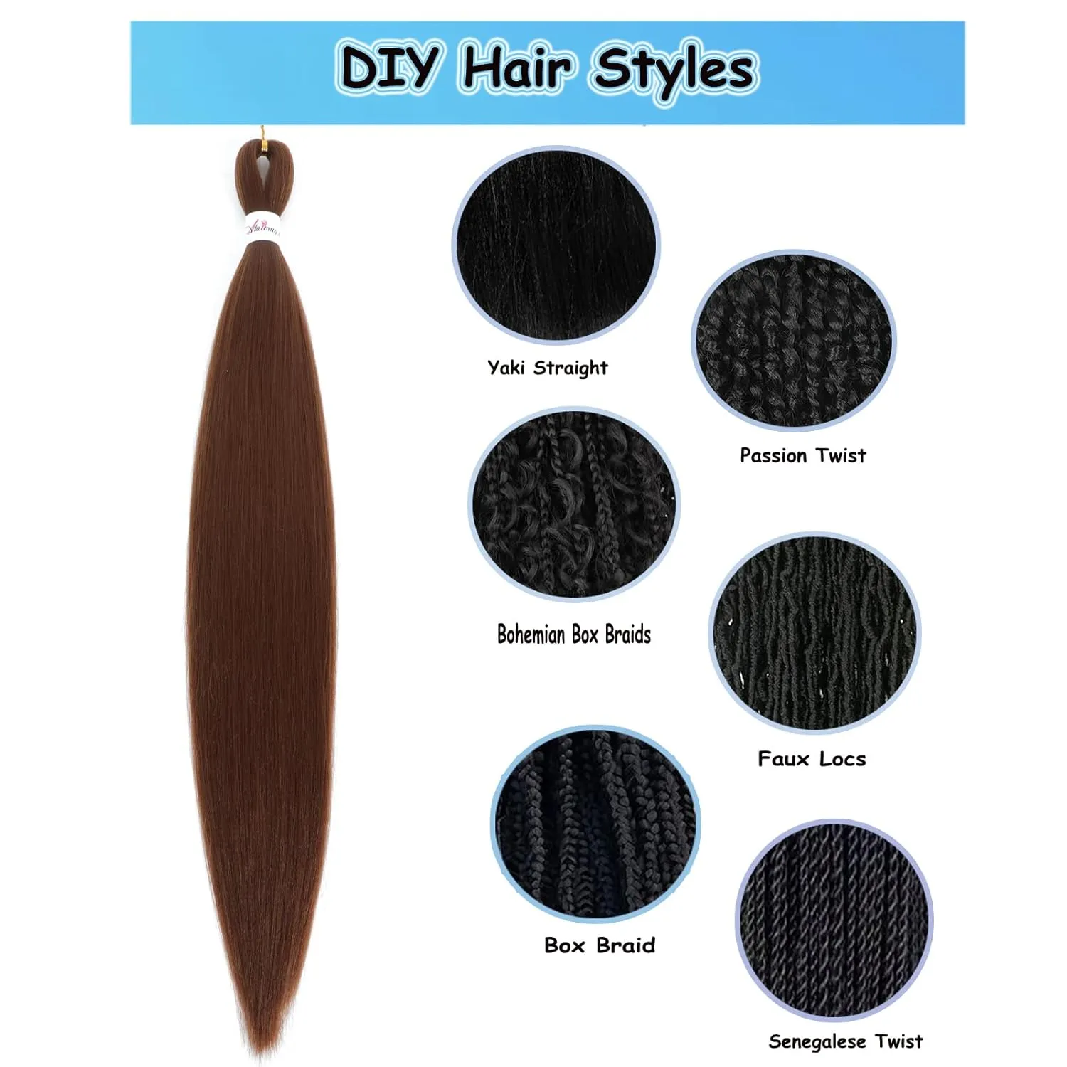 Pre Stretched Braiding Hair 30# Yaki Straight 26inch 8 Packs Crochet Braiding Hair Hot Water Setting Synthetic Hair Extension for Braids (Brown 30#, 26inch)