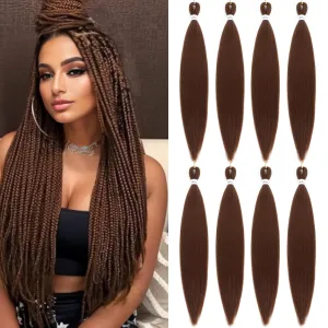 Pre Stretched Braiding Hair 30# Yaki Straight 26inch 8 Packs Crochet Braiding Hair Hot Water Setting Synthetic Hair Extension for Braids (Brown 30#, 26inch)