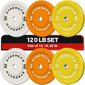 Premium Color-Coded Rubber Bumper Plates Set - 2 Inch Olympic Weight Plates for Home Gym Cross and Strength Training