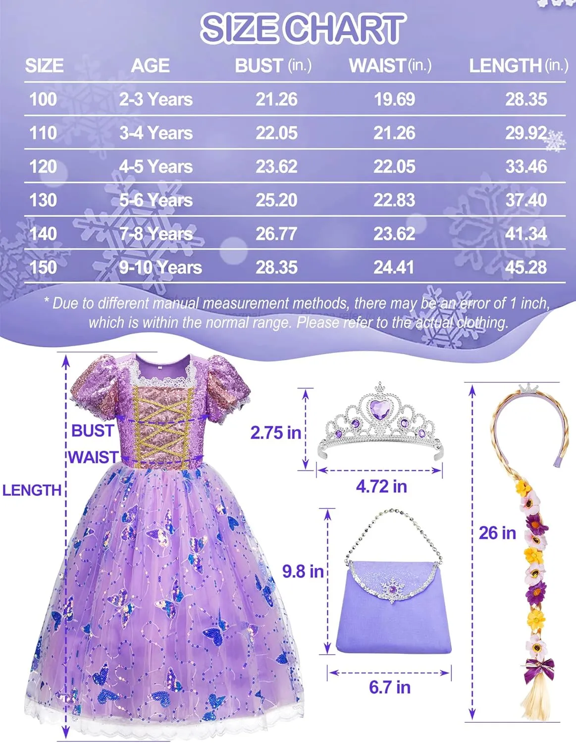 Princess Dresses for Girls,Light Up Princess Costume for Christmas, Halloween, birthday gifts for Age 3-8 Year Old