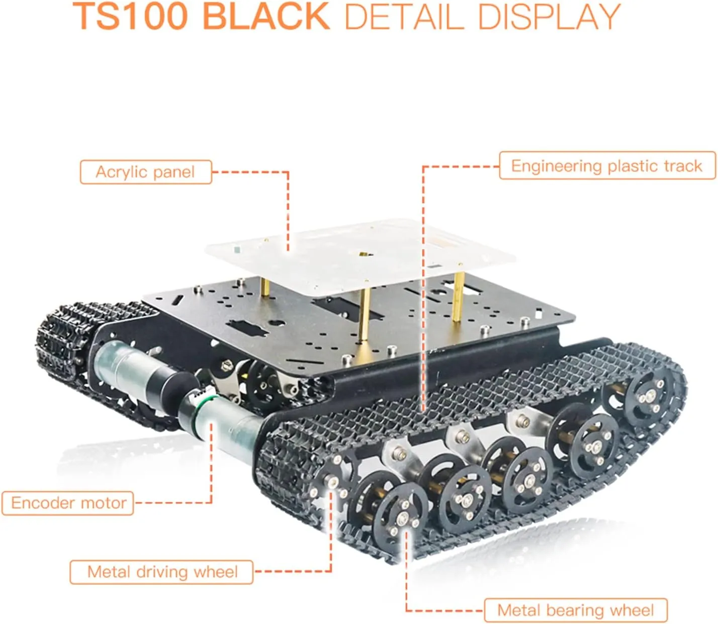 Professional Shock-Absorbing Smart Metal Robot Tank Car Chassis Kit for Arduino/Raspberry, Tracked Suspension Absorption Vehicle, Remote Control Track Crawler Damping Vibration Caterpillar