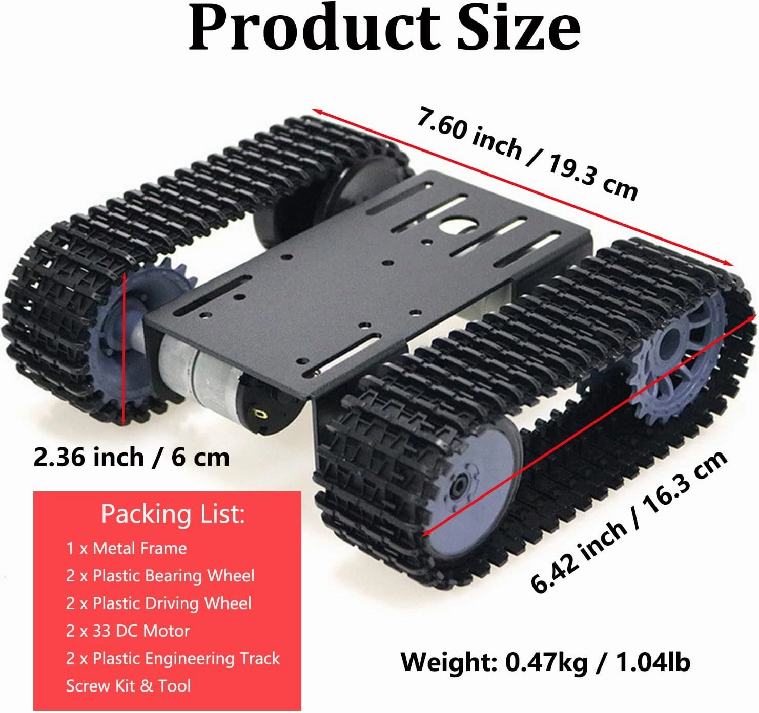 Professional DIY Tracked Robot Chassis Smart Tank Car Platform Kit with 2pcs High Torque DC Motors, Caterpillar Robotic Crawler Sciences Eduactional Model for Arduino Raspberry Pi STEAM