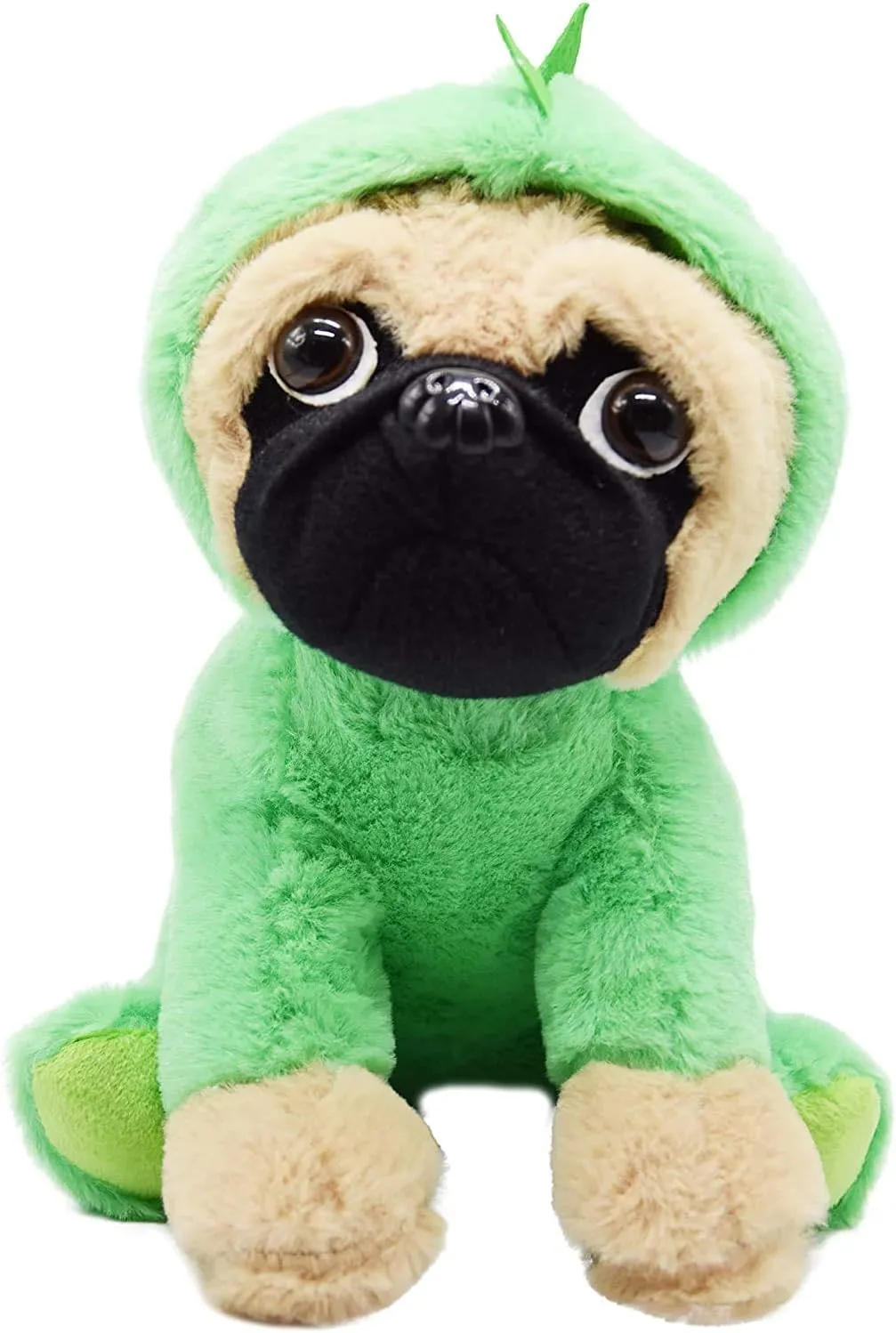 Pug-Dinosaur Stuffed Animal Dog Wearing Green Dinosaur Costume Plushies Pug Dressed as Cute Dino Funny Plush Toys for Kids Stuffed Puppy Animals Gift for Lover 12 Inch