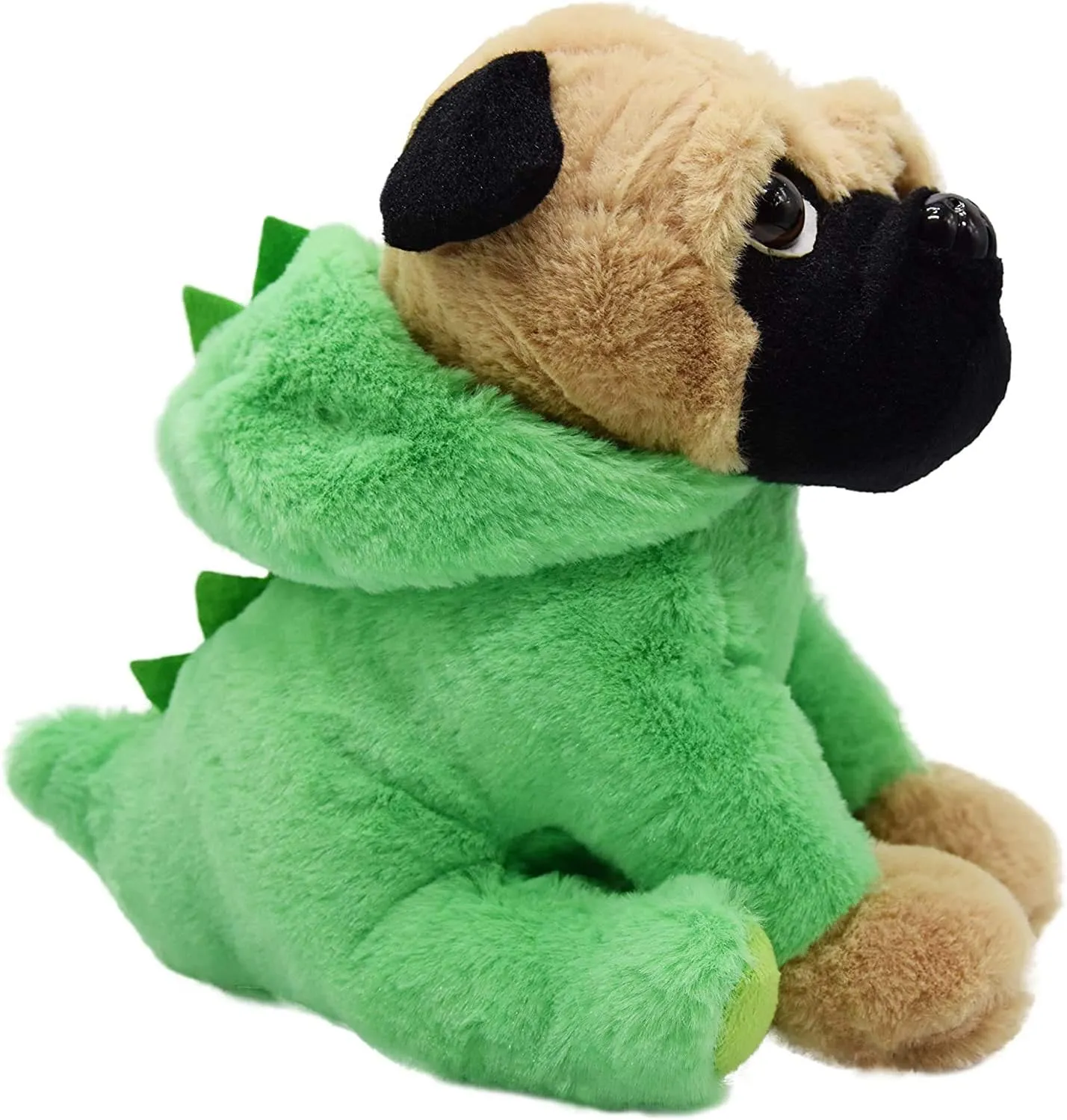 Pug-Dinosaur Stuffed Animal Dog Wearing Green Dinosaur Costume Plushies Pug Dressed as Cute Dino Funny Plush Toys for Kids Stuffed Puppy Animals Gift for Lover 12 Inch