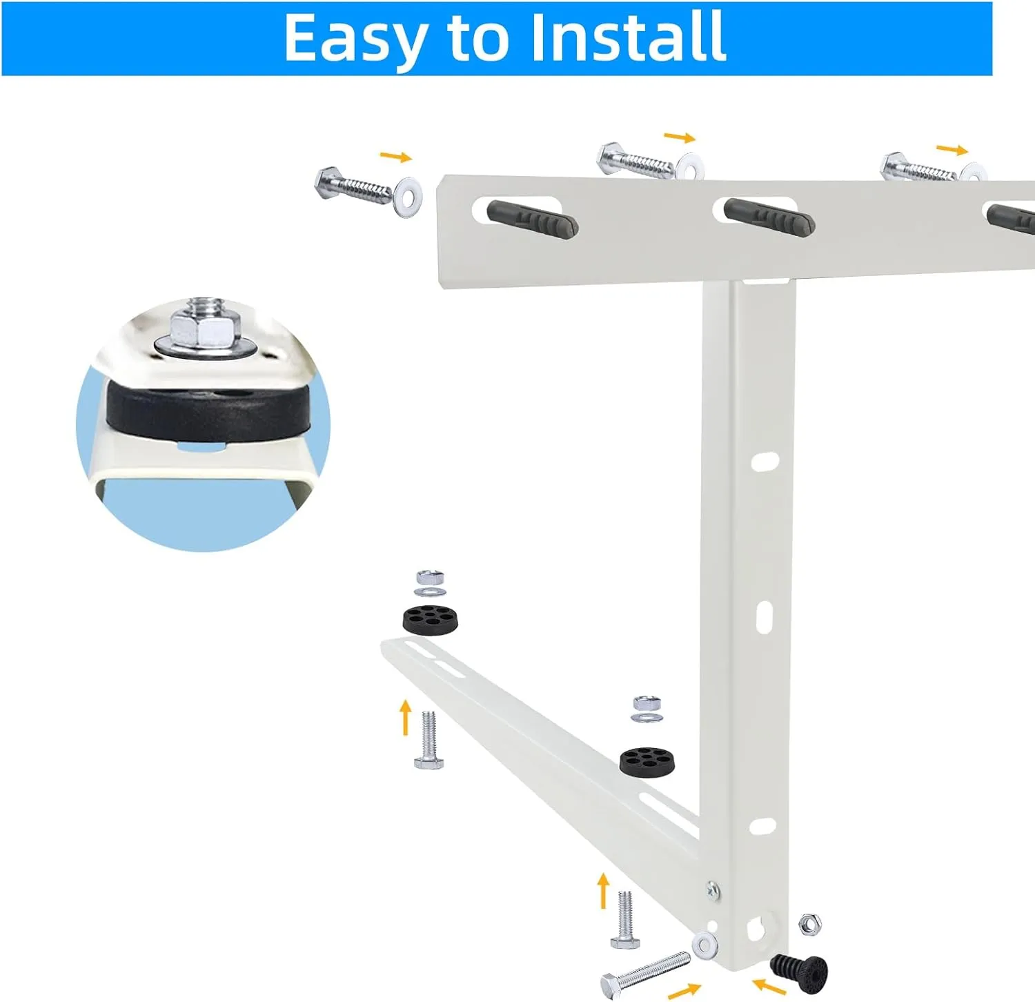 Qualward Mini Split Wall Mounting Bracket for Universal Ductless Air Conditioners, Heavy Duty Support Bracket for AC, Heat Pumps Compressors 9000-36000 BTU