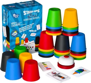 Quick Stacking Cups Game for Kids - Classic Matching Speed Cup With 24 Cards & 30 Cups - Parent-Child Interactive Family Game for Party or Travel