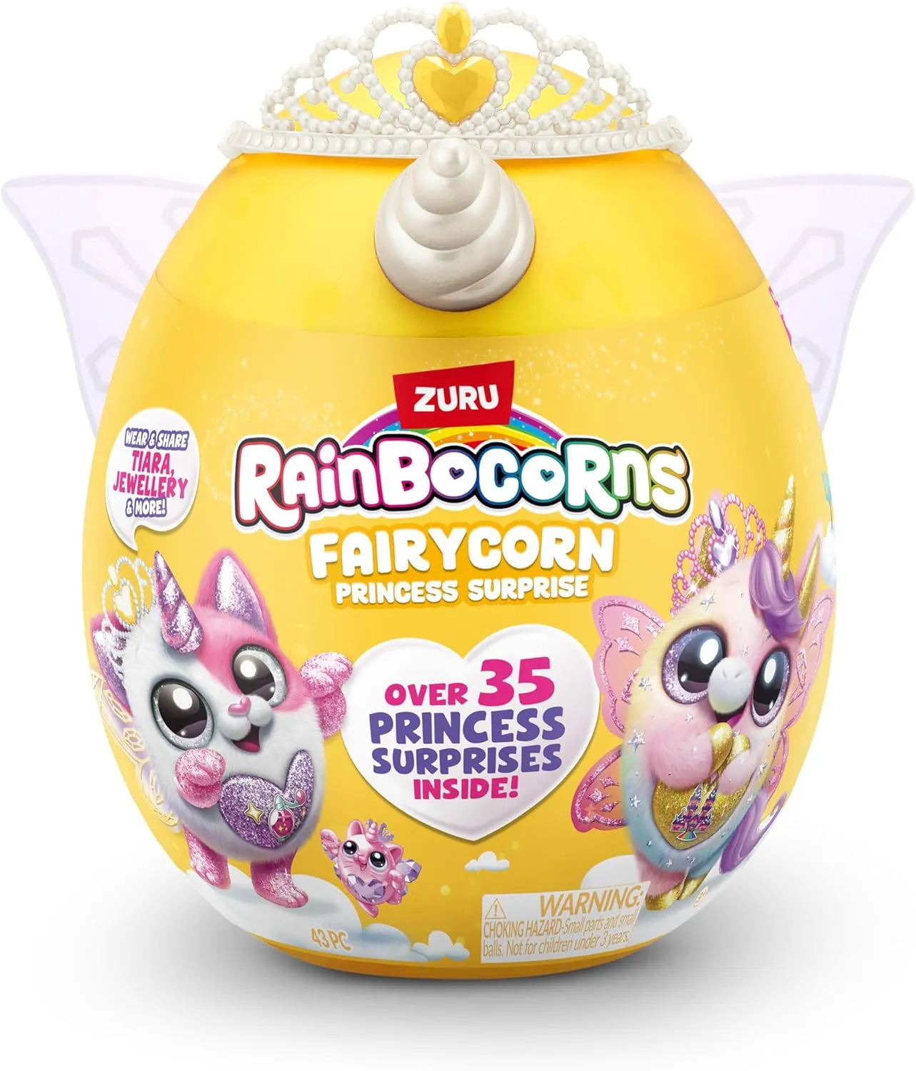 Rainbocorns Fairycorn Princess Surprise (Bear) by ZURU 11" Collectible Plush Stuffed Animal, Surprise Egg, Wearable Fairy Wings, Magical Fairy Princess, Ages 3  for Girls, Children