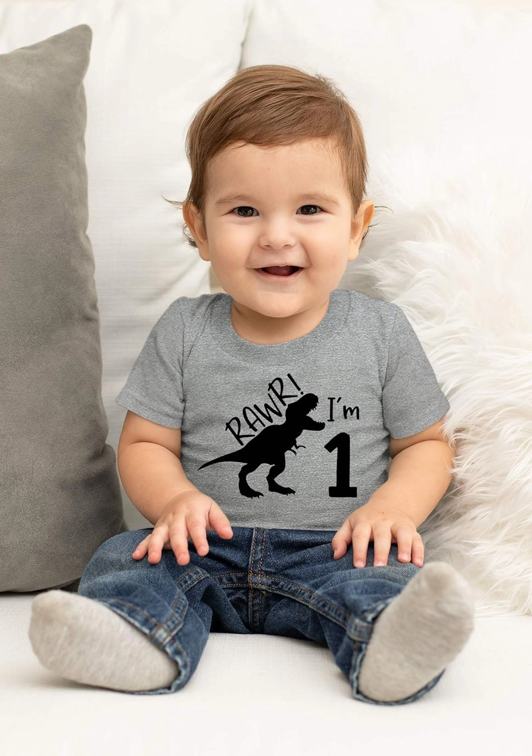 rawr im 1 Dinosaur First Birthday boy Outfit 1st Roar one Year Old Dino Shirt rex