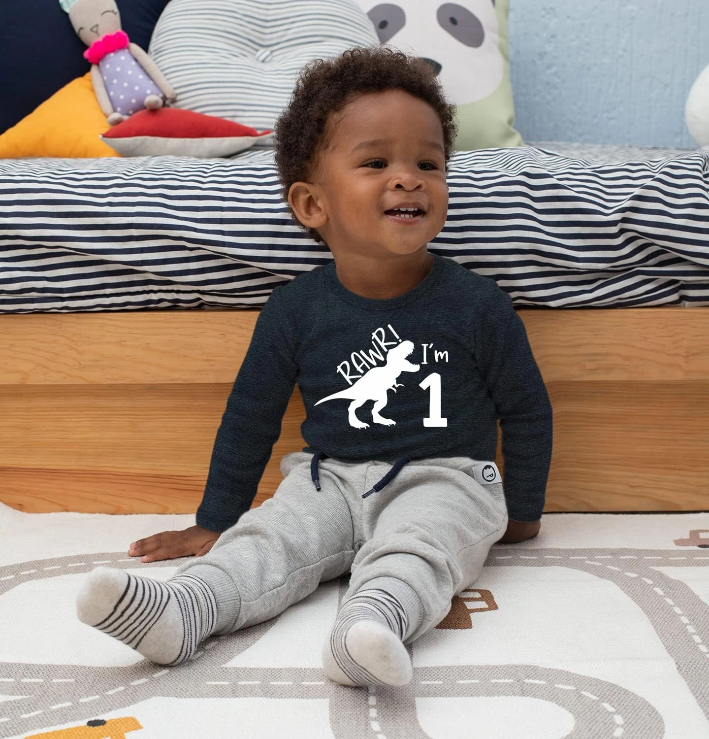rawr im 1 Dinosaur First Birthday boy Outfit 1st Roar one Year Old Dino Shirt rex