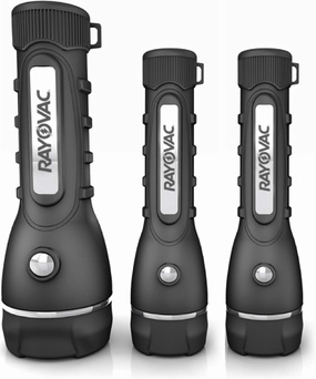 Rayovac LED Flashlight 3 Pack, Rubber Grip Flash Light Set with Batteries Included - Perfect for Power Outages, Emergency Situations, Camping, Hiking, Dog Walking (3 Pack)