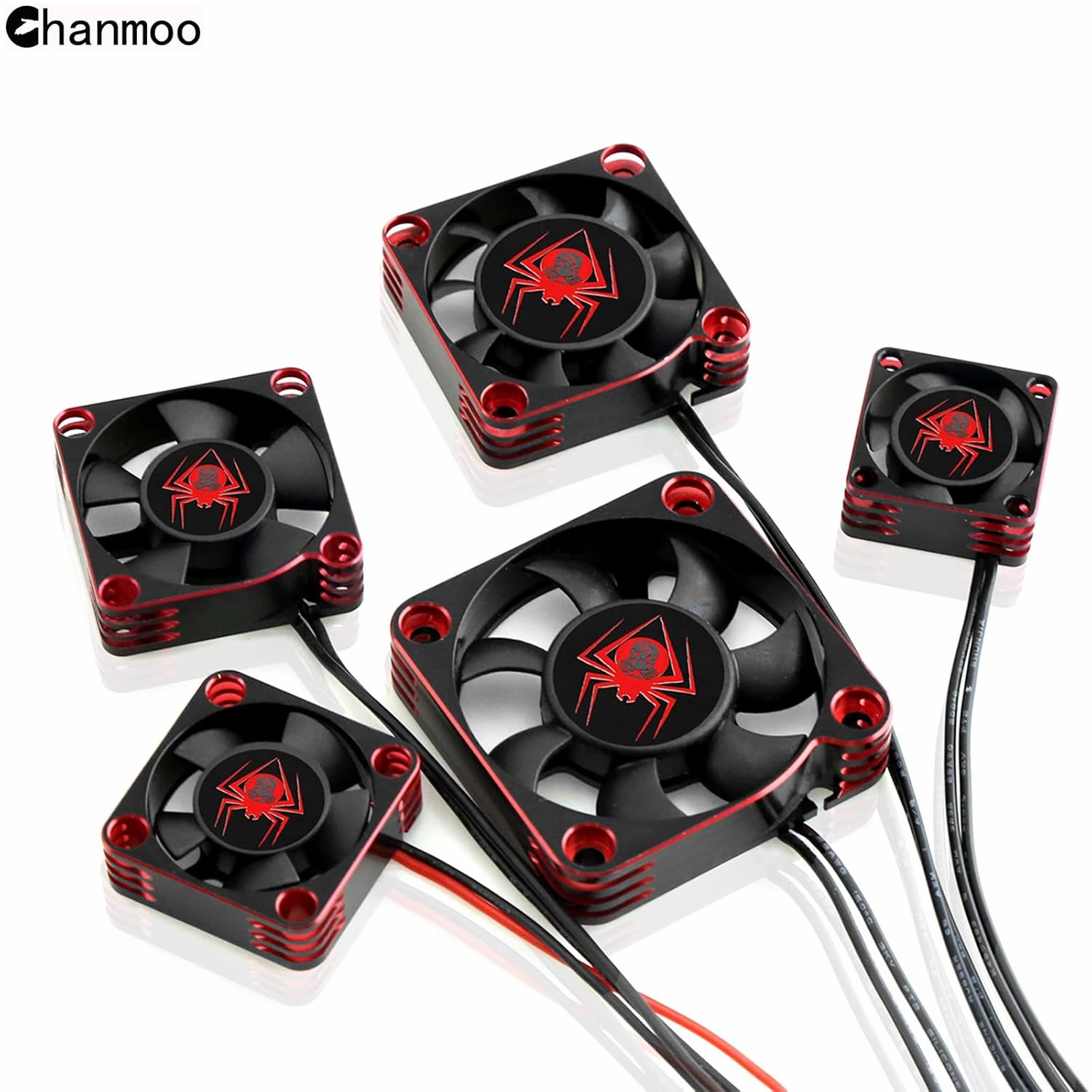RC Car Metal Motor Cooling Fan 25mm 30mm 35mm 40mm 50mm RC Heatsink 28000RPM ESC Cooling Fans Red-Black Fit for 1/8 1/10 1/12 Scale RC Car 540 550 Brushless OR Brushed Motors (25mm)