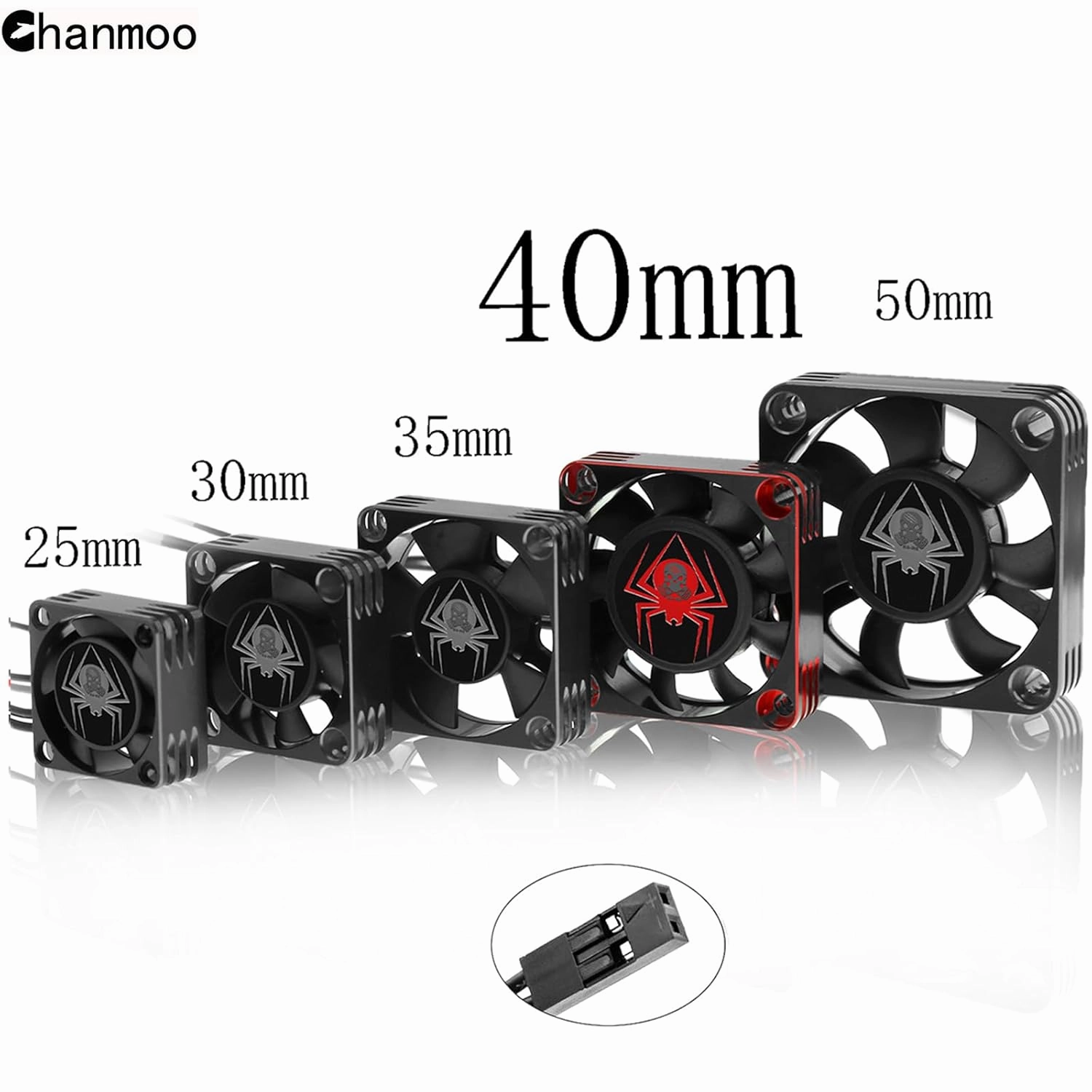 RC Car Metal Motor Cooling Fan 25mm 30mm 35mm 40mm 50mm RC Heatsink 28000RPM ESC Cooling Fans Red-Black Fit for 1/8 1/10 1/12 Scale RC Car 540 550 Brushless OR Brushed Motors (40mm)