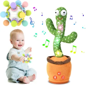 Rechargeable Dancing Talking Cactus Toy for Baby Toddler, Volume Adjustable, Sensory Toys for 0-6 6-12 Months, Baby Teether Teething Toys for Babies 0 3 6 9 12 18 Months