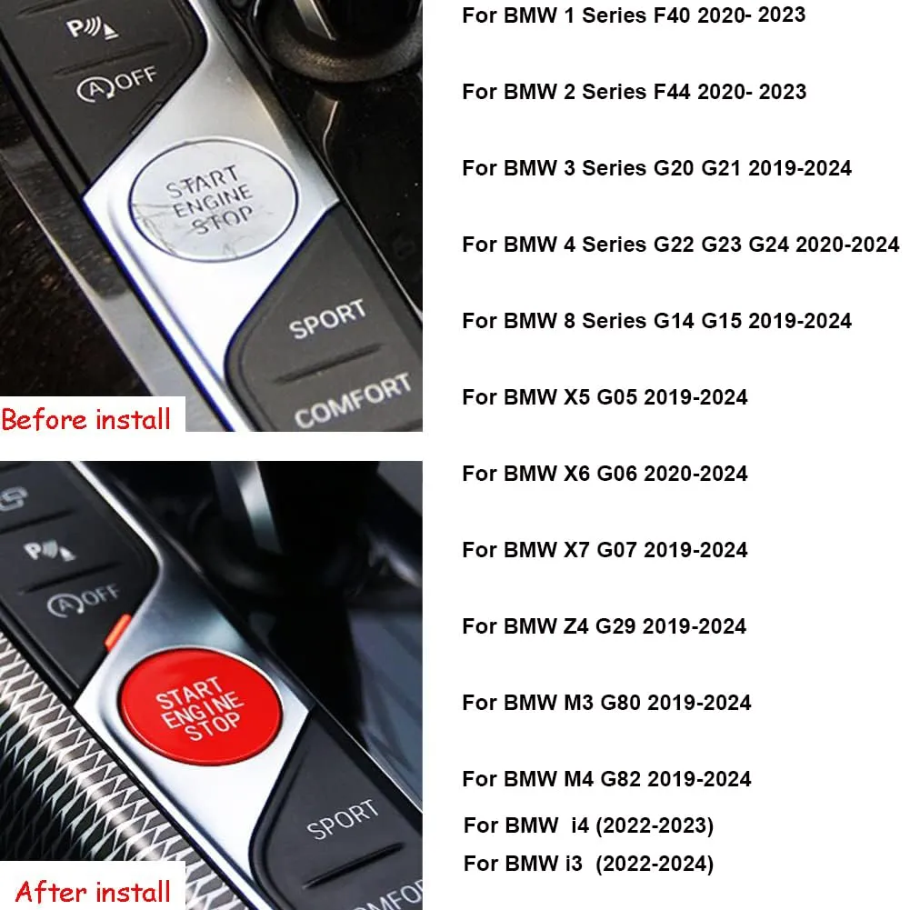 Red Car Start Engine Stop Switch Ignition Button Replacement for BMW 1 2 3 4 8 X5 X6 X7 Z4 Series F40 F44 G20 G22 G14 G05 G06 G29