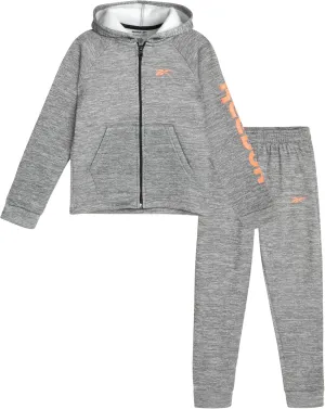 Reebok Baby Toddler Boys' Sweatsuit Set - 2 Piece Full Zip Up Fleece Hoodie Jogger Pants Set Playwear Lounge Wear (12M-7)