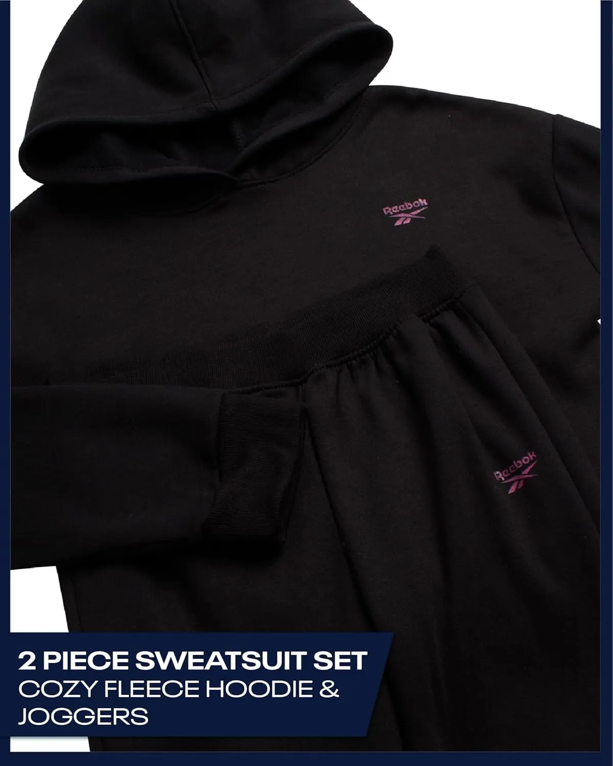 Reebok Girls' Jogger Set - 2 Piece Hoodie Sweatshirt and Sweatpants Sweatsuit (Size: 4-12)