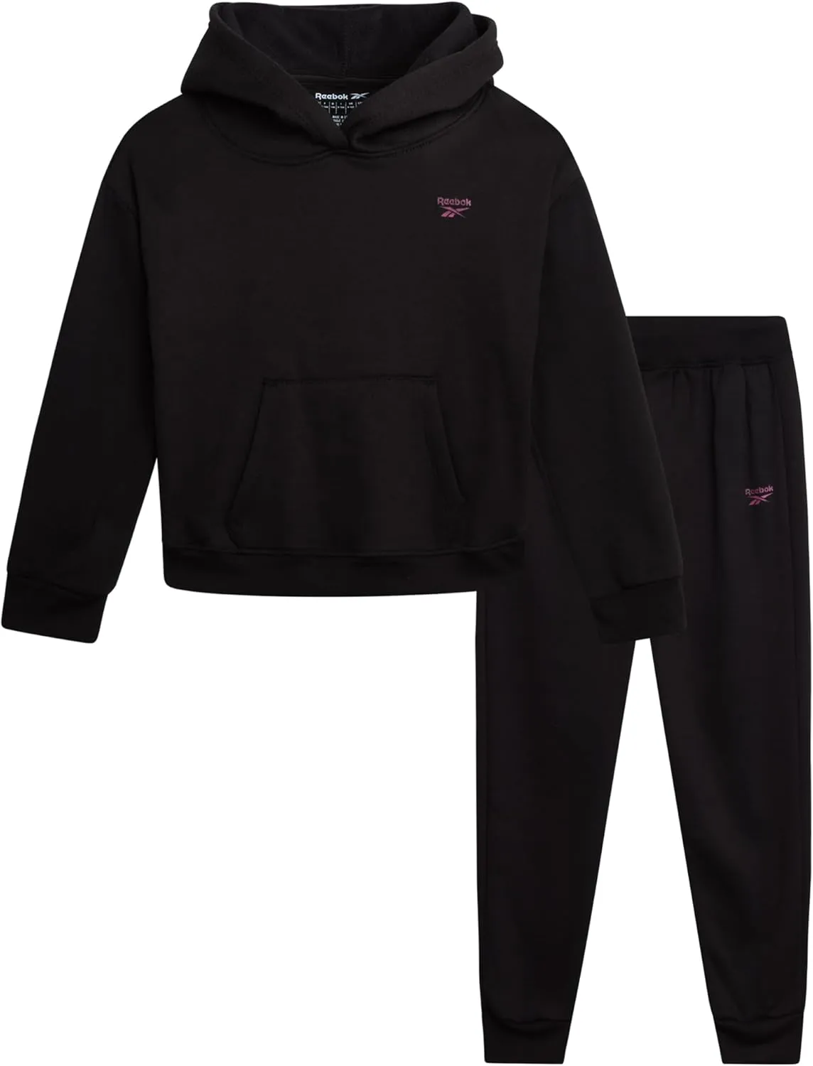 Reebok Girls' Jogger Set - 2 Piece Hoodie Sweatshirt and Sweatpants Sweatsuit (Size: 4-12)