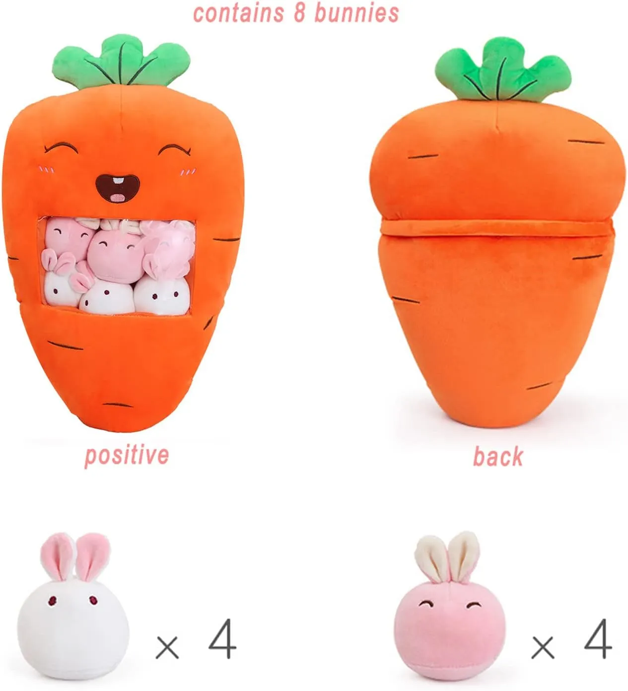 REFAHB Plush Pillow Carrot Bunnies Animals Doll Toy Gifts for Teens Girls Kids,Sofa Chair Decorative Pillow