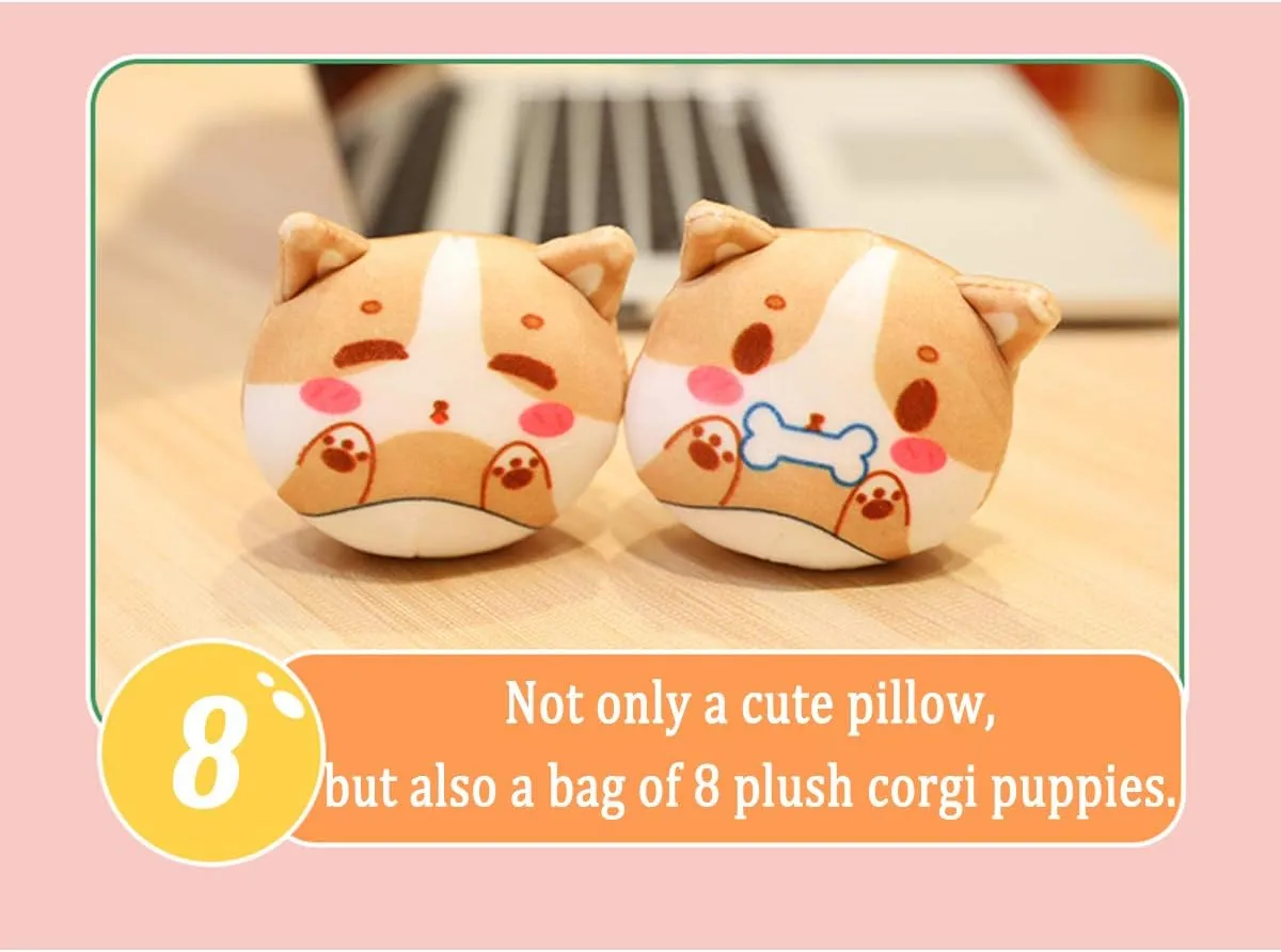 REFAHB Plush Pillow Cute Corgi Animals Doll Toy Gifts for Teens Girls Kids, Sofa Chair Decorative Pillow, Creative Gifts for Teens Girls Kids