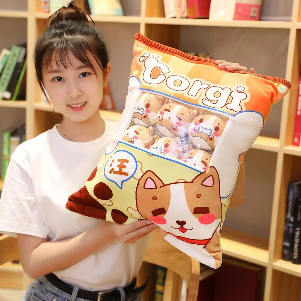 REFAHB Plush Pillow Cute Corgi Animals Doll Toy Gifts for Teens Girls Kids, Sofa Chair Decorative Pillow, Creative Gifts for Teens Girls Kids