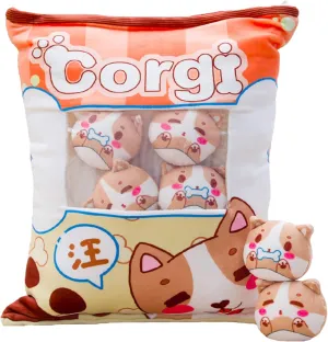REFAHB Plush Pillow Cute Corgi Animals Doll Toy Gifts for Teens Girls Kids, Sofa Chair Decorative Pillow, Creative Gifts for Teens Girls Kids