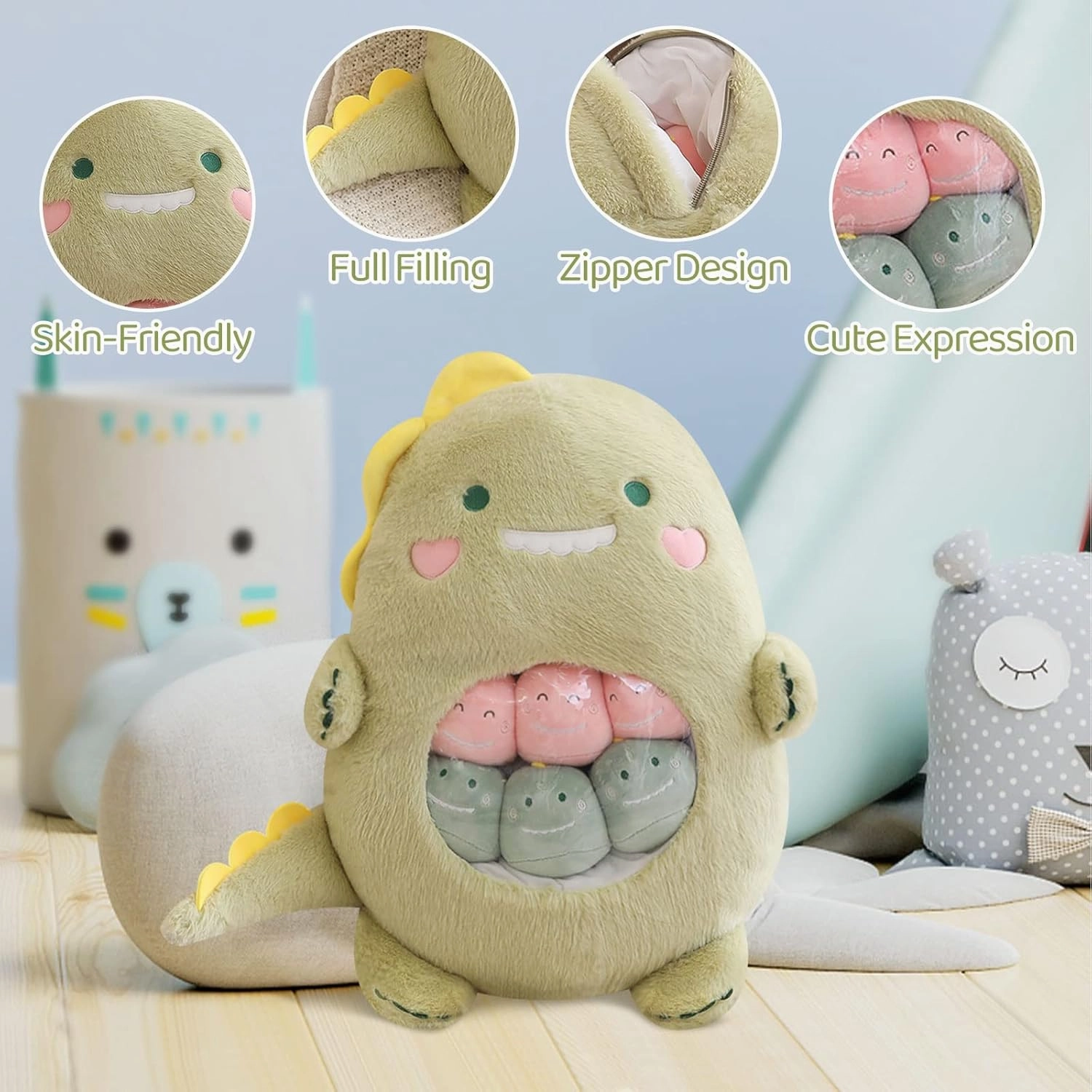 REFAHB Dinosaur Stuffed Plush Toy, Cute Bag of Animal Plush Pillow