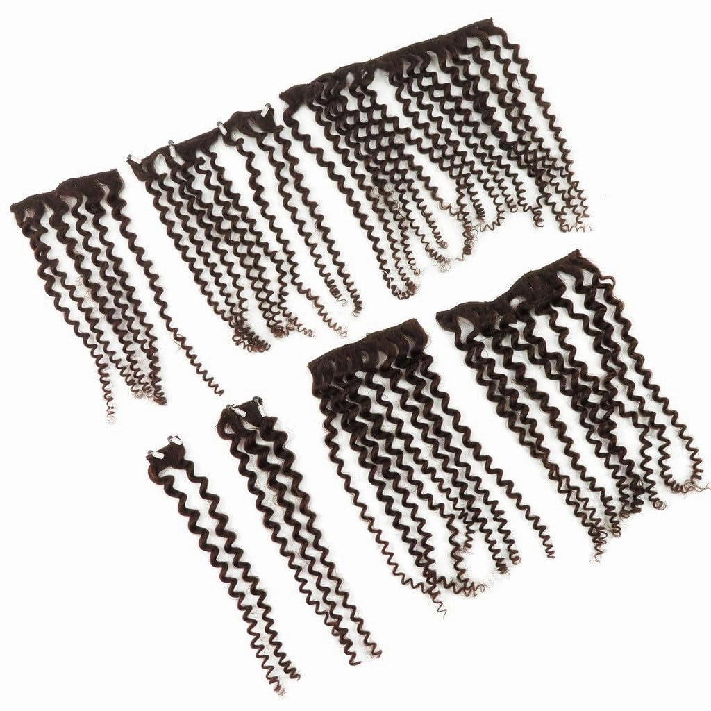 Remeehi 10"-16" One Step Weft Invisible Wire Hair Extensions Mirco Loop Human Hair Extensions Clip in Hair Extensions 7 Pieces Curly Wave 60g for Thinning or Fine Hair 16 inch 1# Jet Black