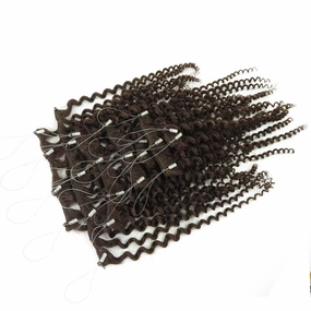 Remeehi 10"-16" One Step Weft Invisible Wire Hair Extensions Mirco Loop Human Hair Extensions Clip in Hair Extensions 7 Pieces Curly Wave 60g for Thinning or Fine Hair 16 inch 1# Jet Black