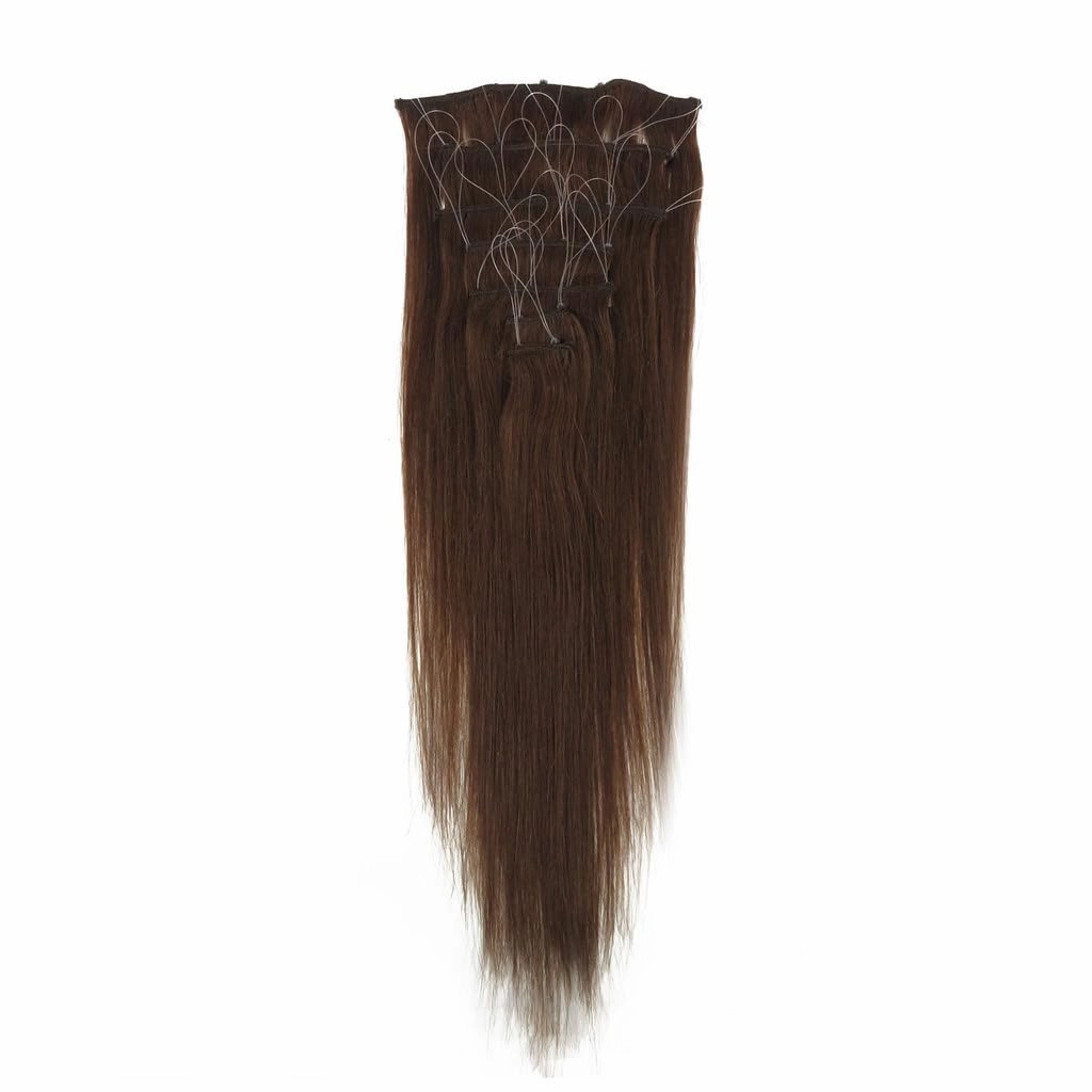 Remeehi 10"-16" One Step Weft Invisible Wire Hair Extensions Mirco Loop Human Hair Extensions Clip in Hair Extensions 7 Pieces Straight 60g for Thinning or Fine Hair 10 inch 613# Blonde