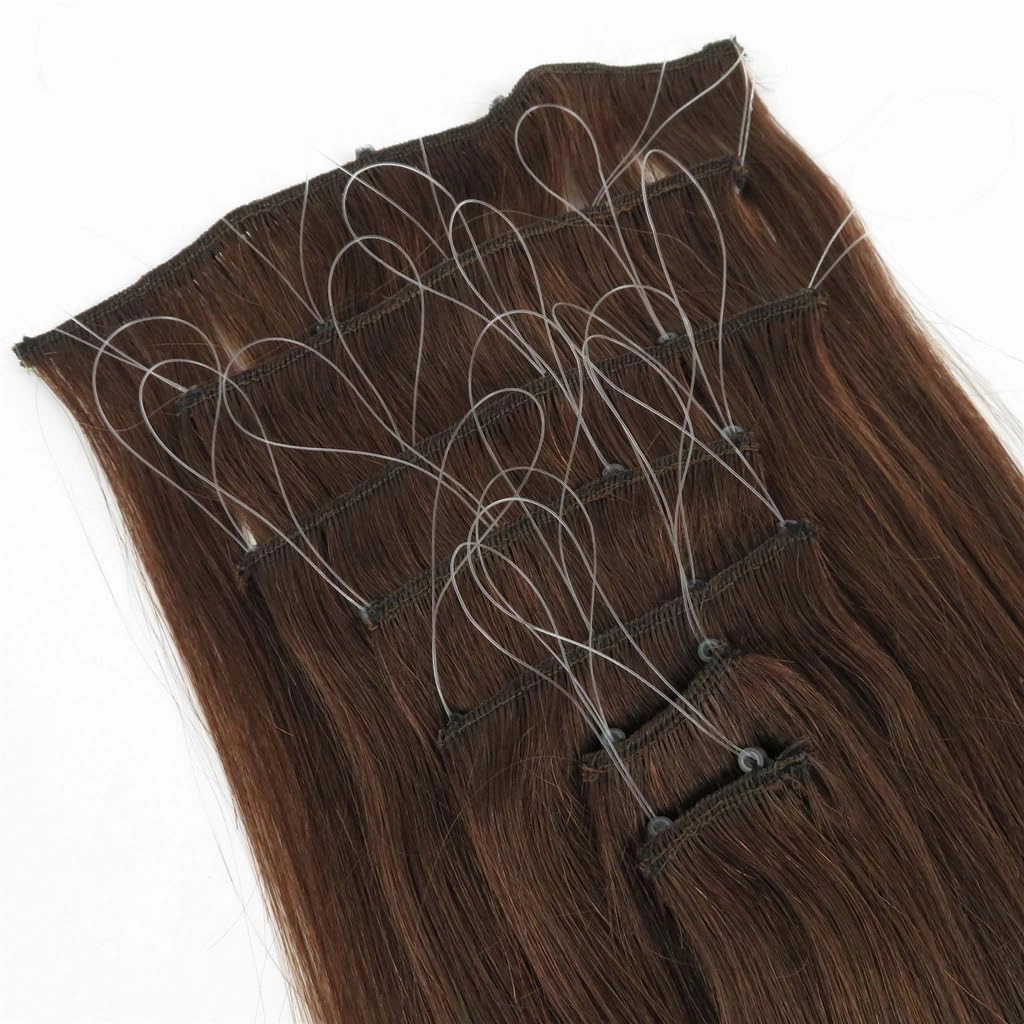Remeehi 10"-16" One Step Weft Invisible Wire Hair Extensions Mirco Loop Human Hair Extensions Clip in Hair Extensions 7 Pieces Straight 60g for Thinning or Fine Hair 10 inch 613# Blonde