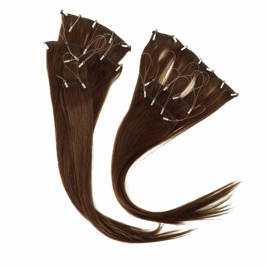 Remeehi 10"-16" One Step Weft Invisible Wire Hair Extensions Mirco Loop Human Hair Extensions Clip in Hair Extensions 7 Pieces Straight 60g for Thinning or Fine Hair 10 inch 613# Blonde