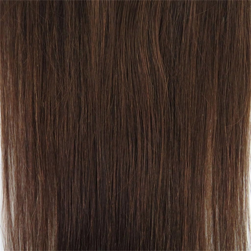Remeehi 10"-16" One Step Weft Invisible Wire Hair Extensions Mirco Loop Human Hair Extensions Clip in Hair Extensions 7 Pieces Straight 60g for Thinning or Fine Hair 10 inch 6# Chestnut Brown
