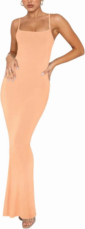 REORIA Women's Basic Sexy Lounge Slip Long Dress Elegant Sleeveless Backless Ribbed Bodycon Maxi Dresses
